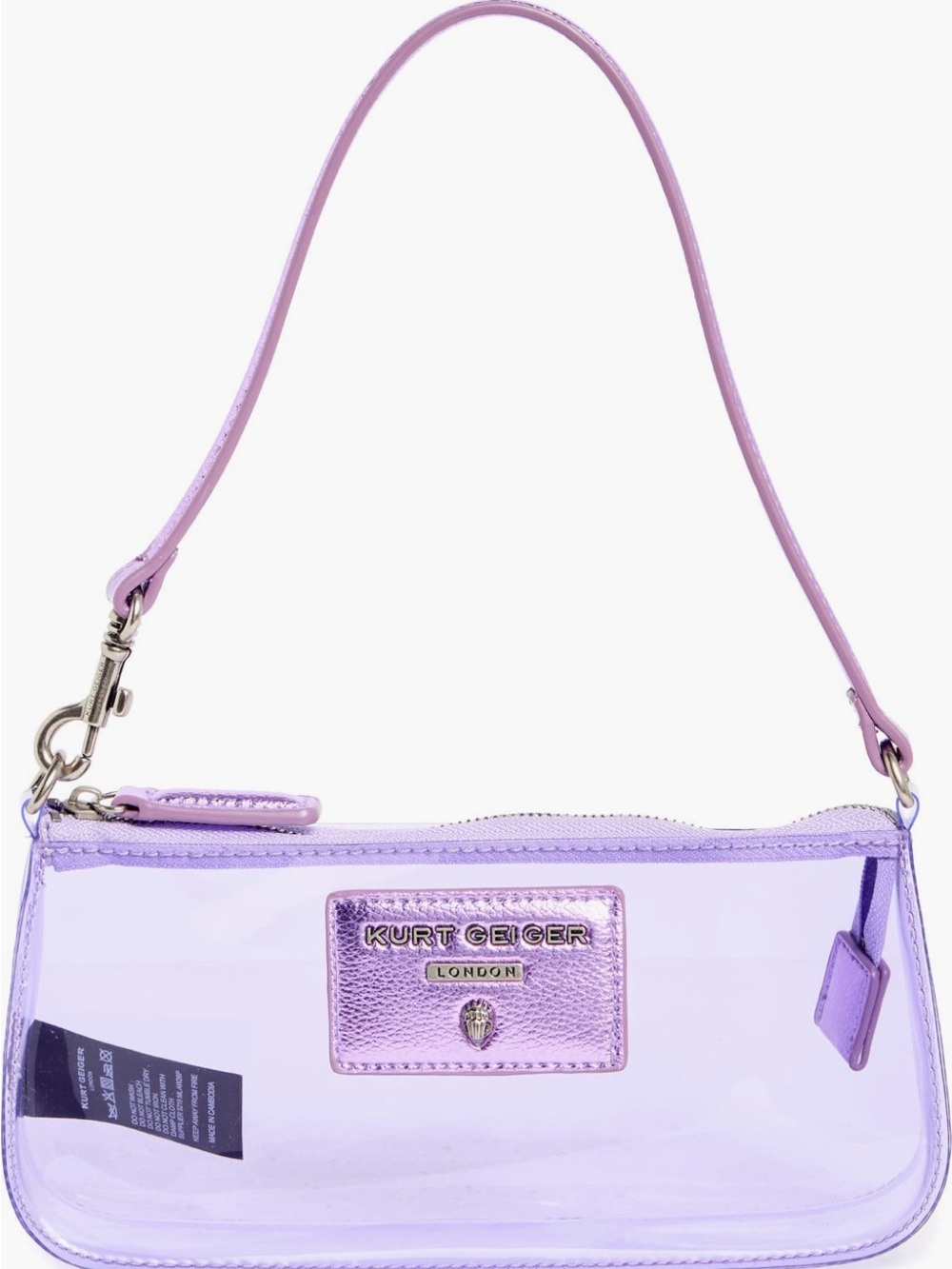 Kurt Geiger London Highgate Clear Vinyl Convertible Wristlet Shoulder Bag Lilac